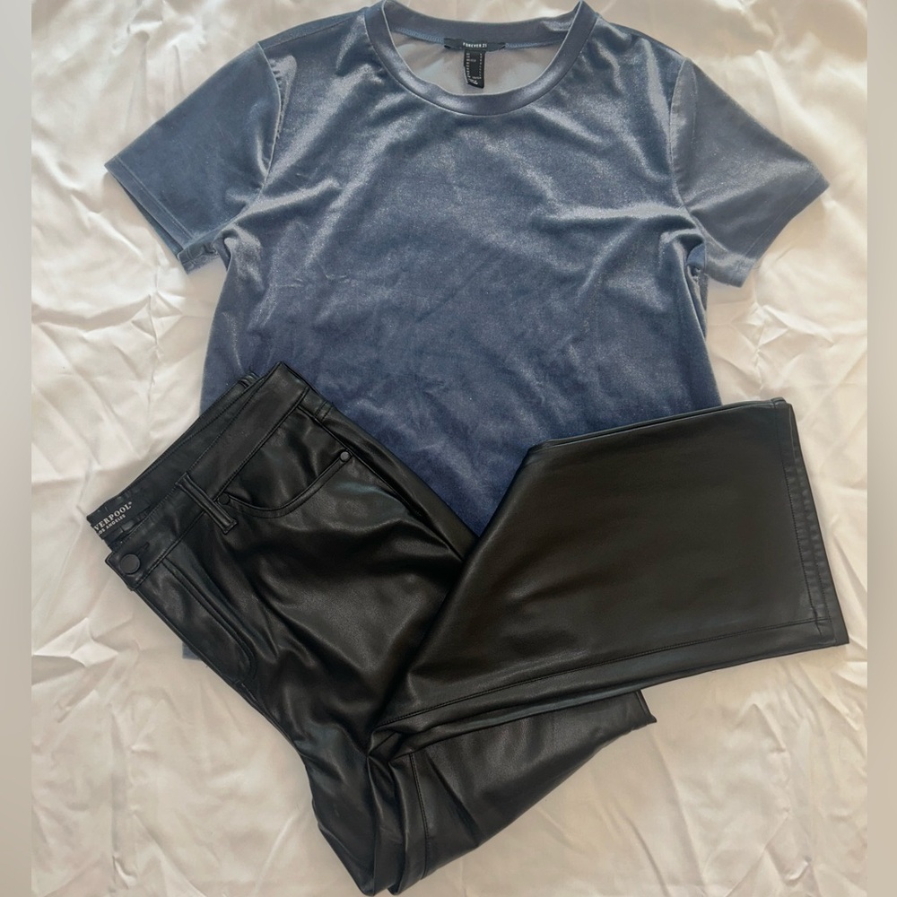 Liverpool Cropped Flare Leather Pants